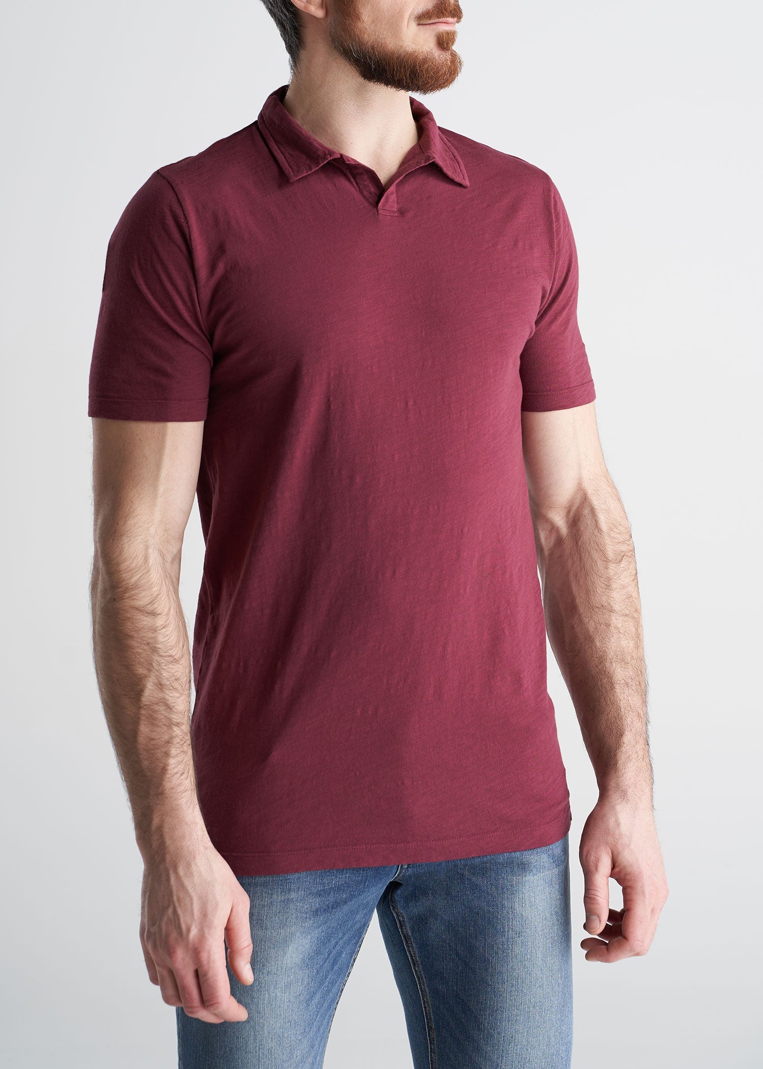 American_Tall_Mens_Slub_Polo_GarnetRed-front