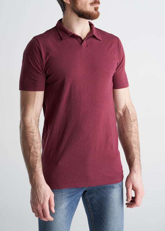 American_Tall_Mens_Slub_Polo_GarnetRed-front