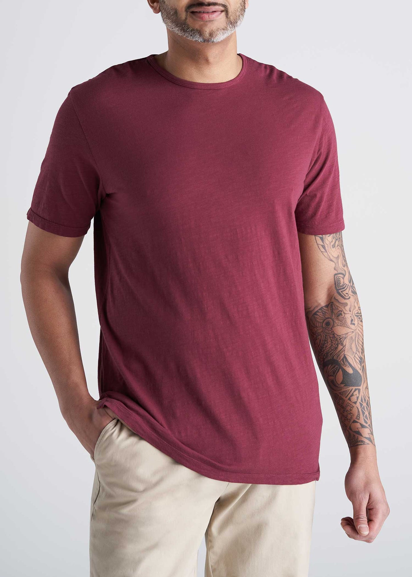 American_Tall_Mens_Slub_Tee_Garnetred-front
