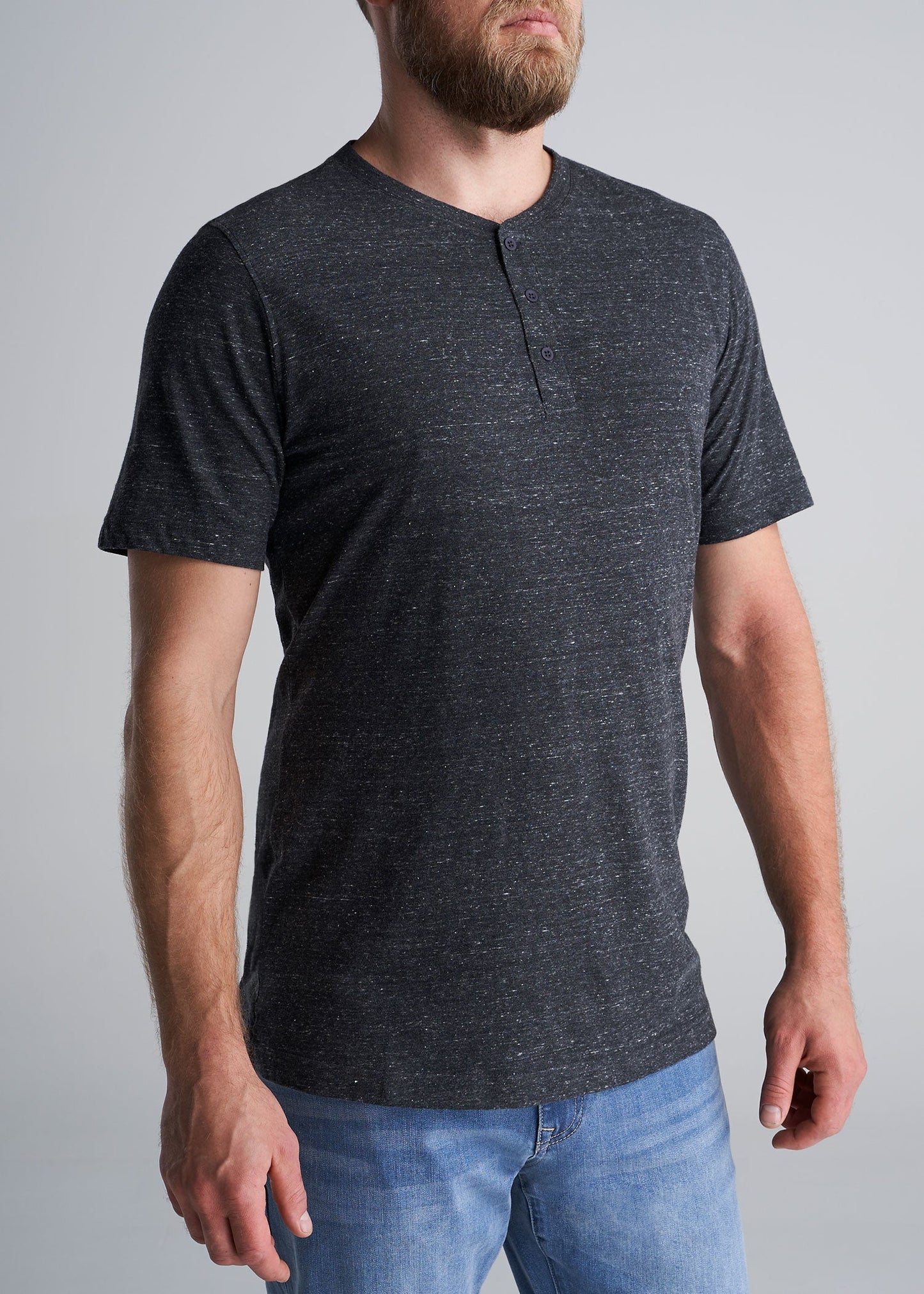 American_Tall_Mens_Tri_Blend_Short_Sleeve_Henley_Charcoal-front