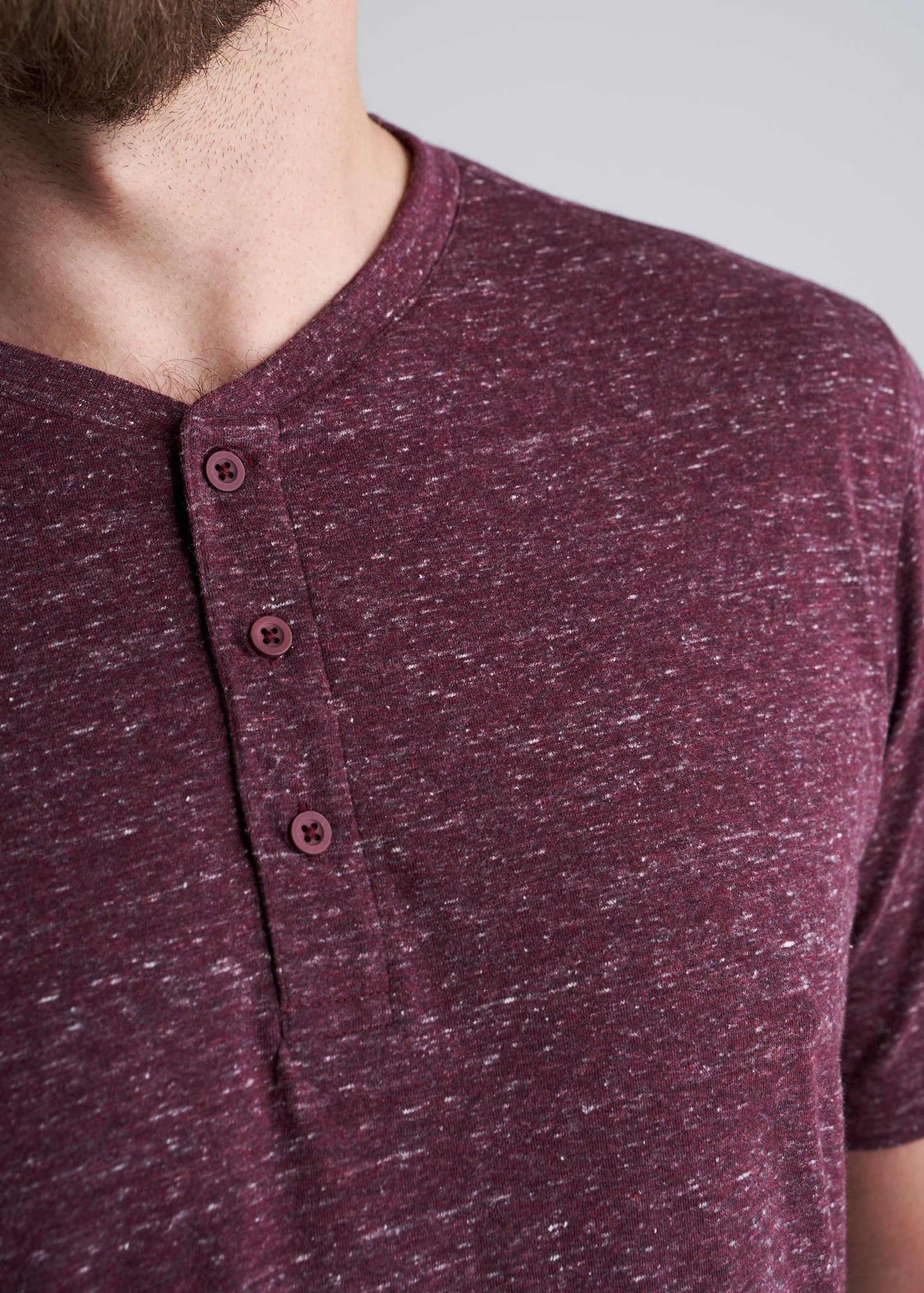 American_Tall_Mens_Tri_Blend_Short_Sleeve_Henley_Garnet_Red-detail