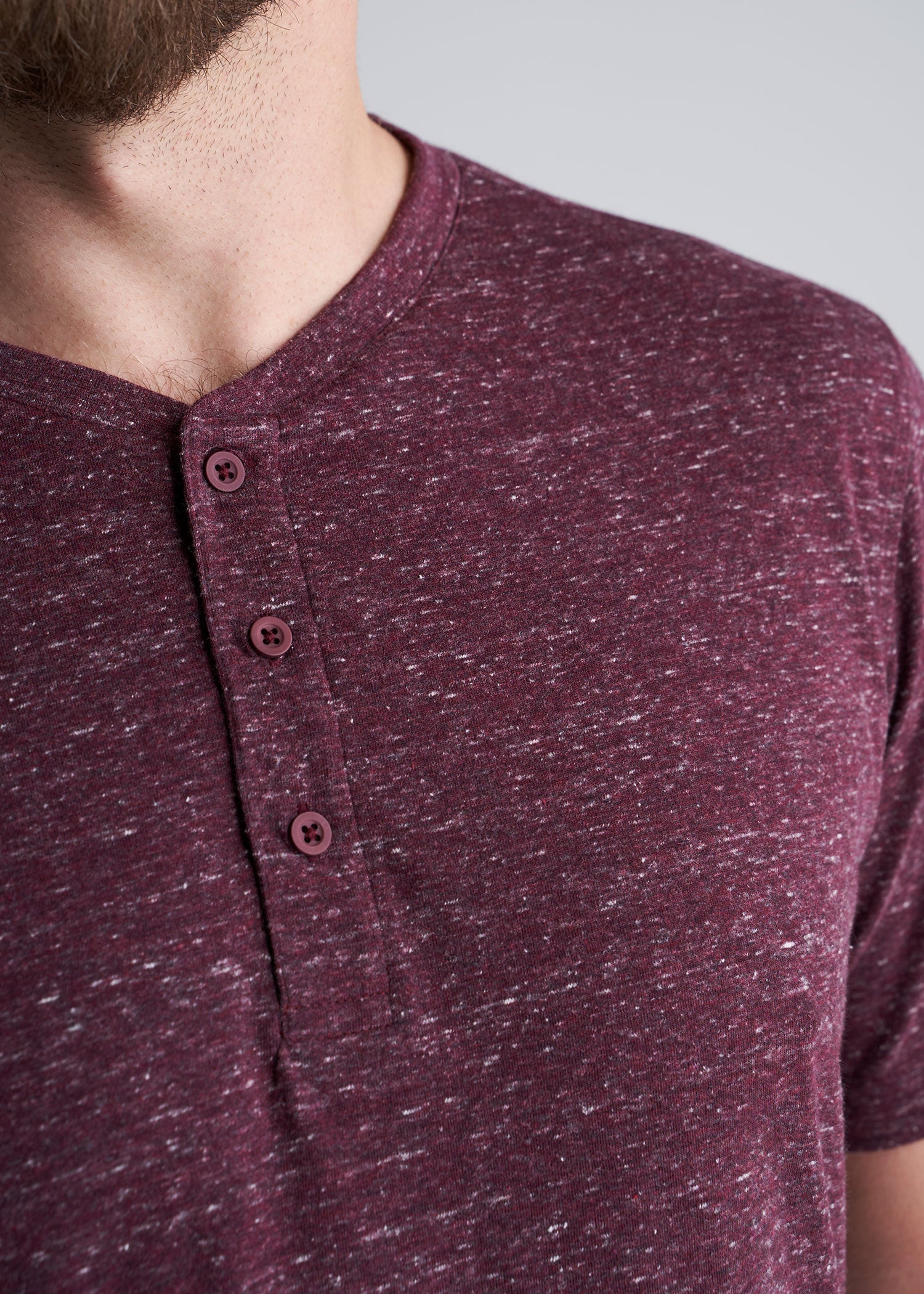 American_Tall_Mens_Tri_Blend_Short_Sleeve_Henley_Garnet_Red-detail