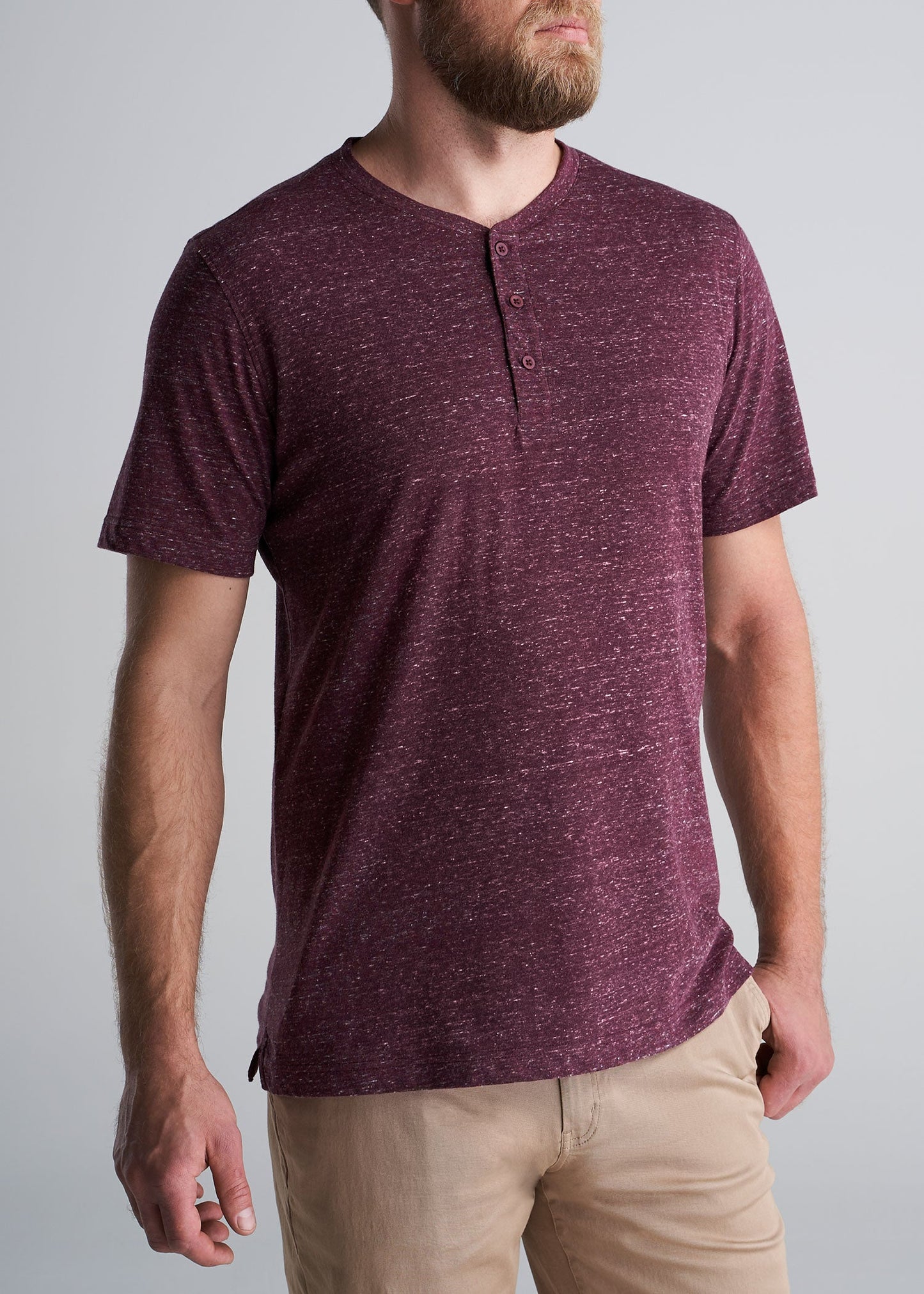 American_Tall_Mens_Tri_Blend_Short_Sleeve_Henley_Garnet_Red-front