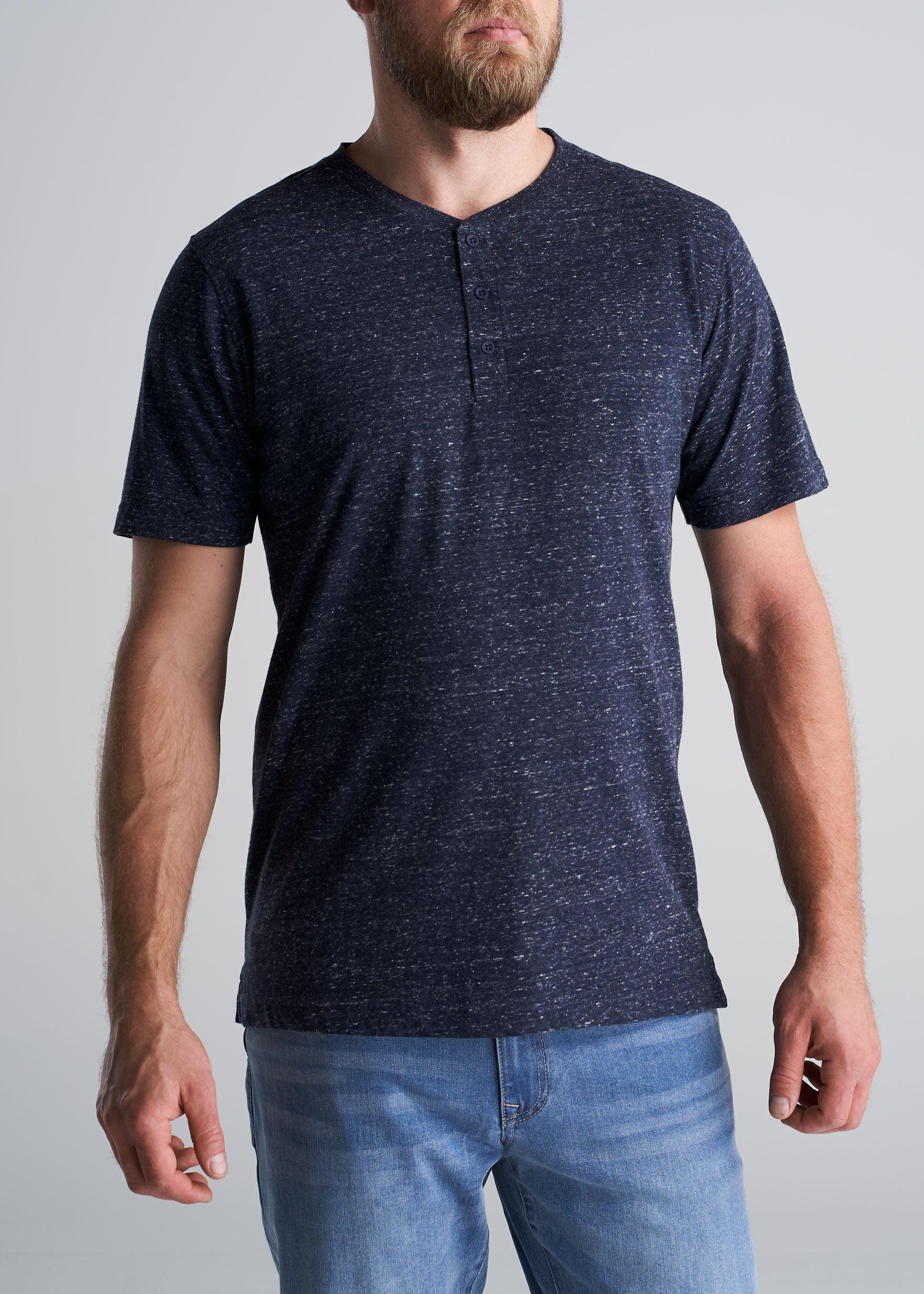 American_Tall_Mens_Tri_Blend_Short_Sleeve_Henley_Navy-front