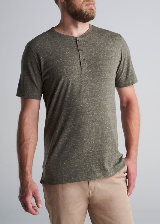 American_Tall_Mens_Tri_Blend_Short_Sleeve_Henley_Olive_Green-front