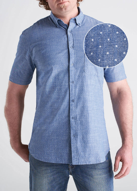 American_Tall_Mens_Woven_Print_SS_LightBlue_DenimDot-front-swatch