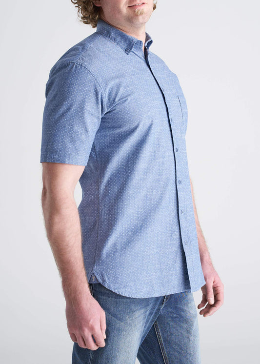 American_Tall_Mens_Woven_Print_SS_LightBlue_DenimDot-side