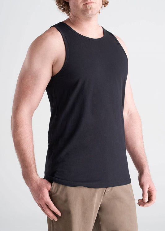 American_Tall_Mens_beach_Tank_Black-front