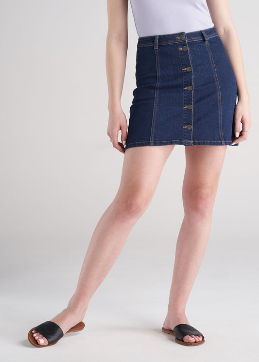 American_Tall_Women_Button_Denim_Skirt_Washed_Indigo_Blue-front