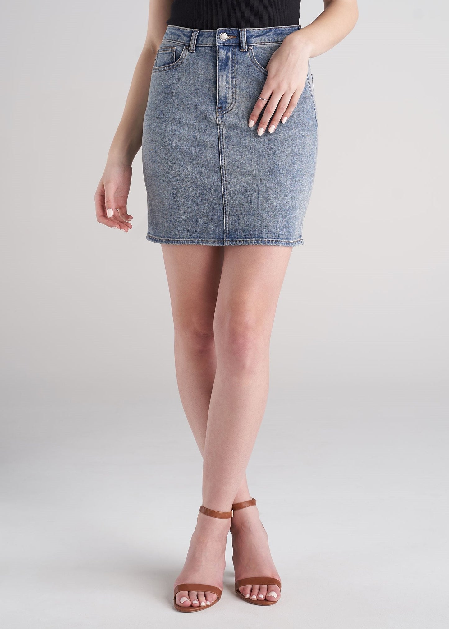 American_Tall_Women_Classic_Denim_Skirt_Vintage_Light_Blue-front