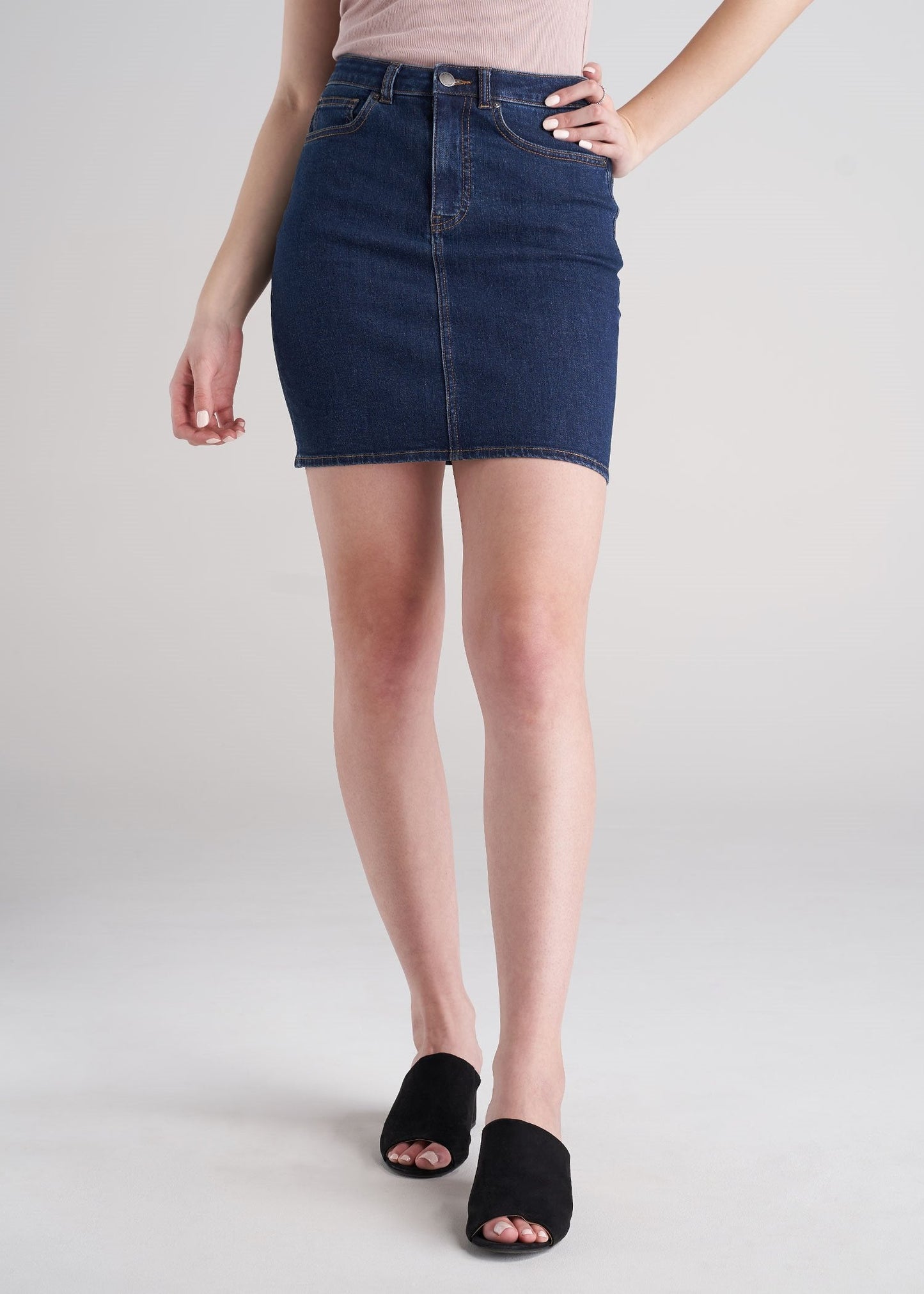 American_Tall_Women_Classic_Denim_Skirt_Washed_Indigo_Blue-front
