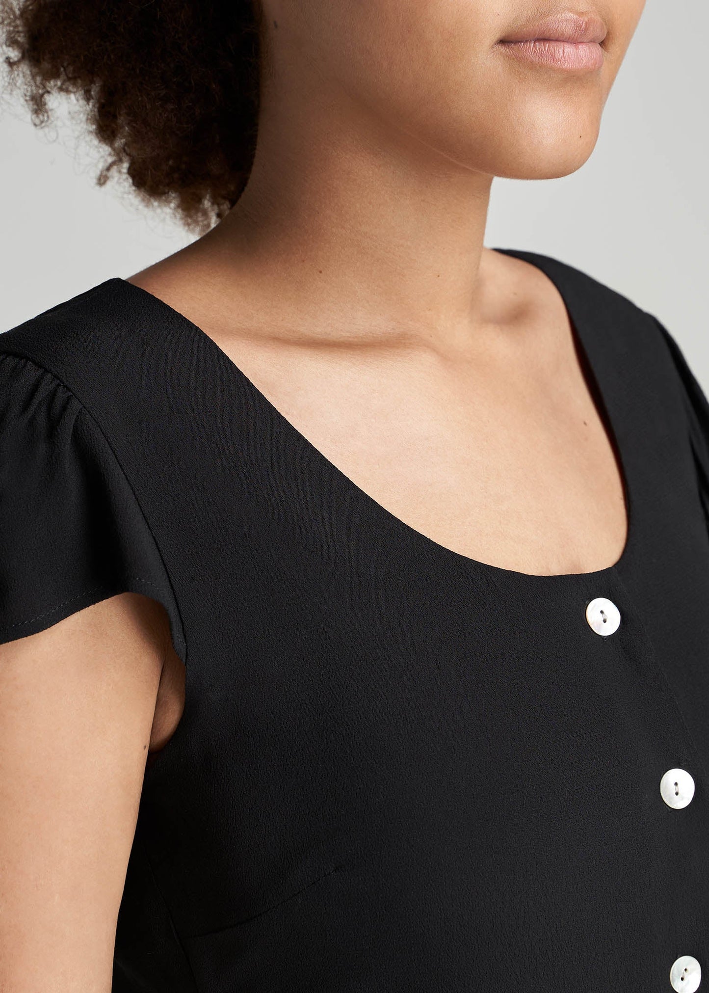 American_Tall_Women_SlimFit_CapSleeve_Dress_Black_detail