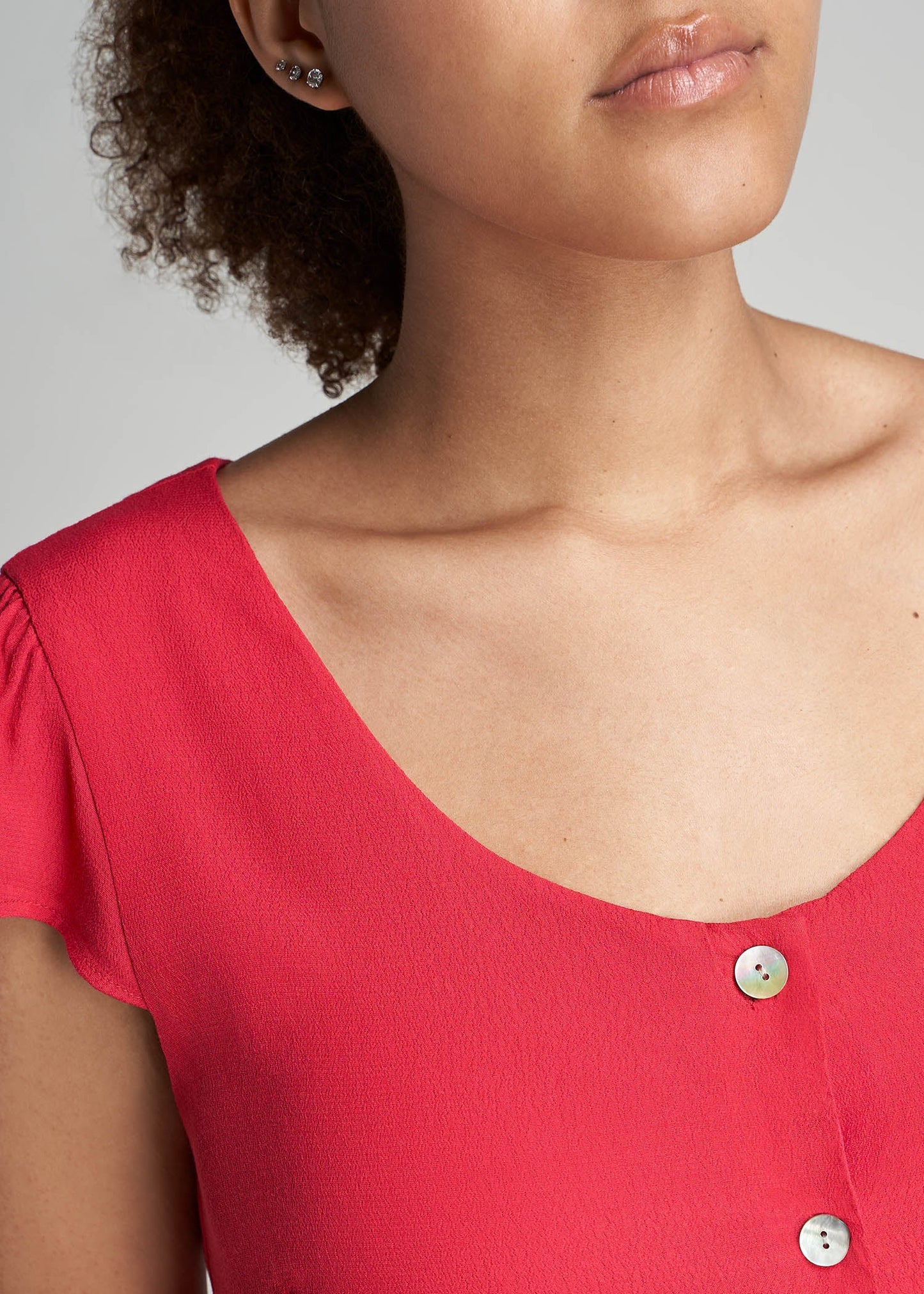 American_Tall_Women_SlimFit_CapSleeve_Dress_RasberryRed_detail