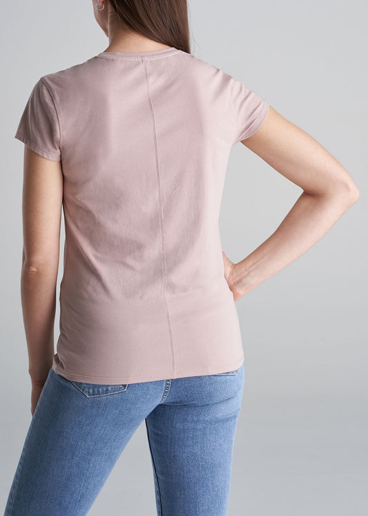 Women's SLIM-FIT Crewneck Cap Sleeve Tall Tee in Ballerina Pink