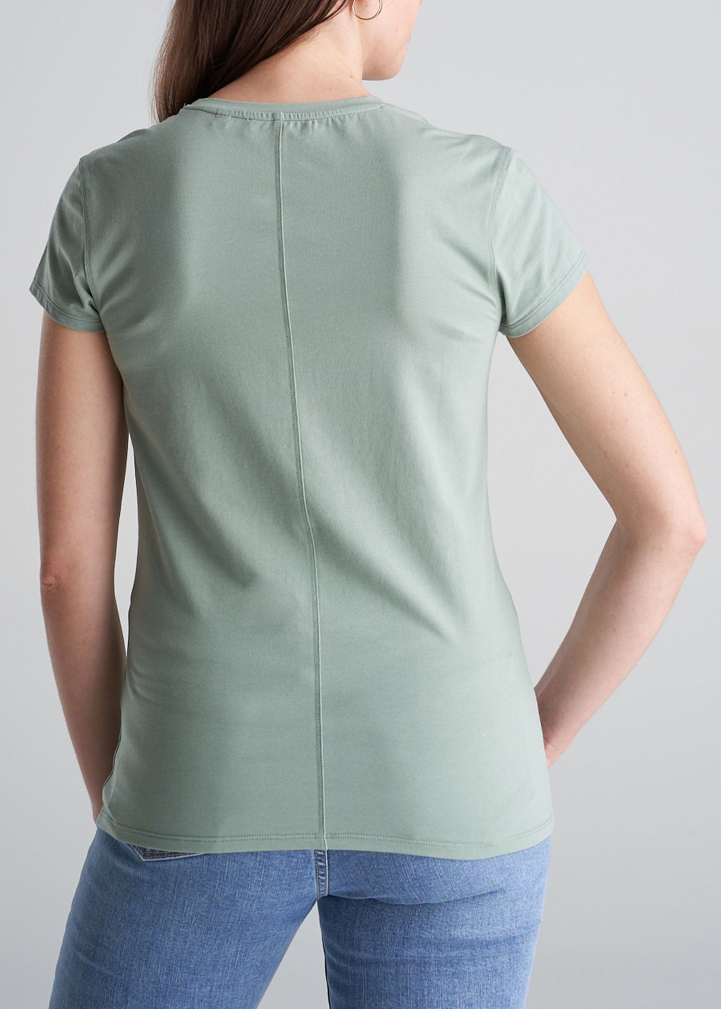 American_Tall_Womens_High_Crew-neck_CapSleeve_SageGreen_Tee-back
