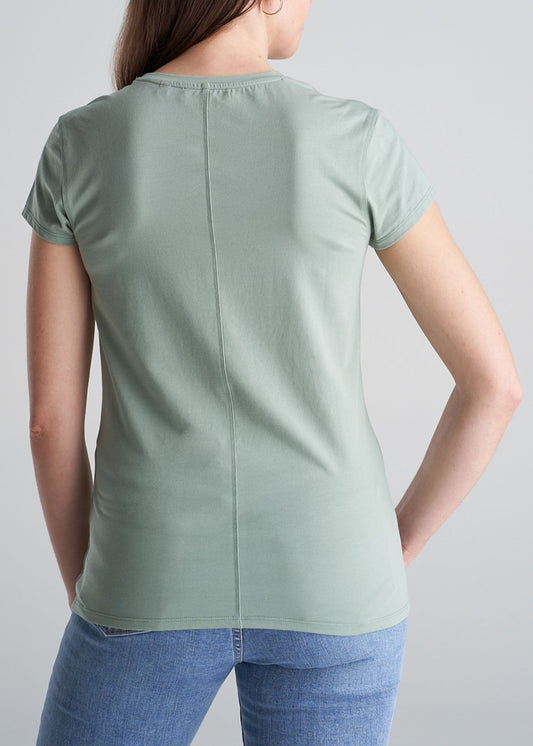 American_Tall_Womens_High_Crew-neck_CapSleeve_SageGreen_Tee-back