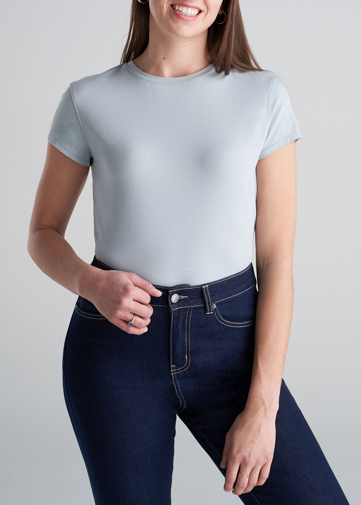 American_Tall_Womens_High_Crew-neck_CapSleeve_SeaSalt_Tee-front