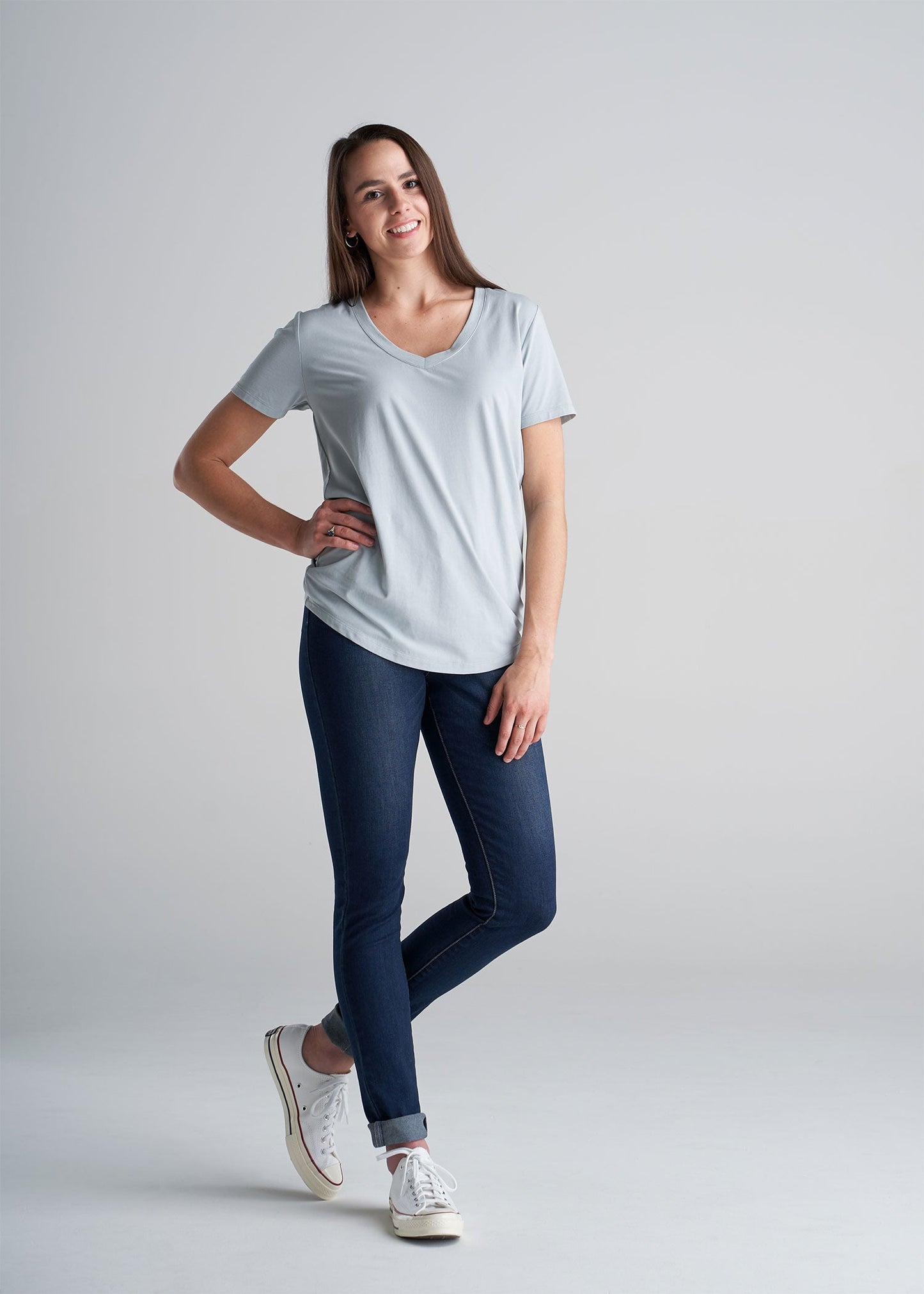 Women's Tall Scoop V-Neck Tee in Sea Salt