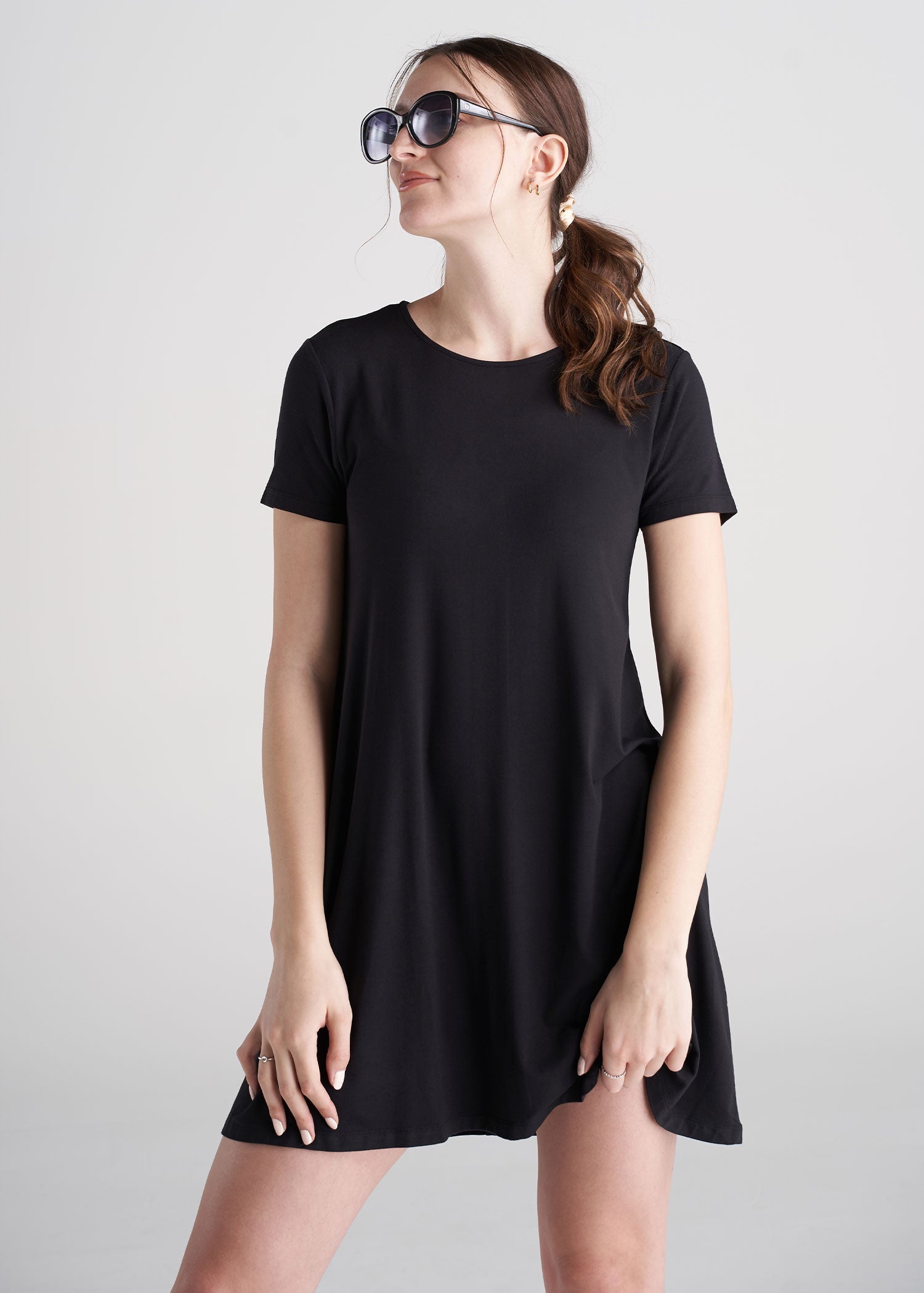 American_Tall_Womens_Swing_Dress_Black_Fullbody