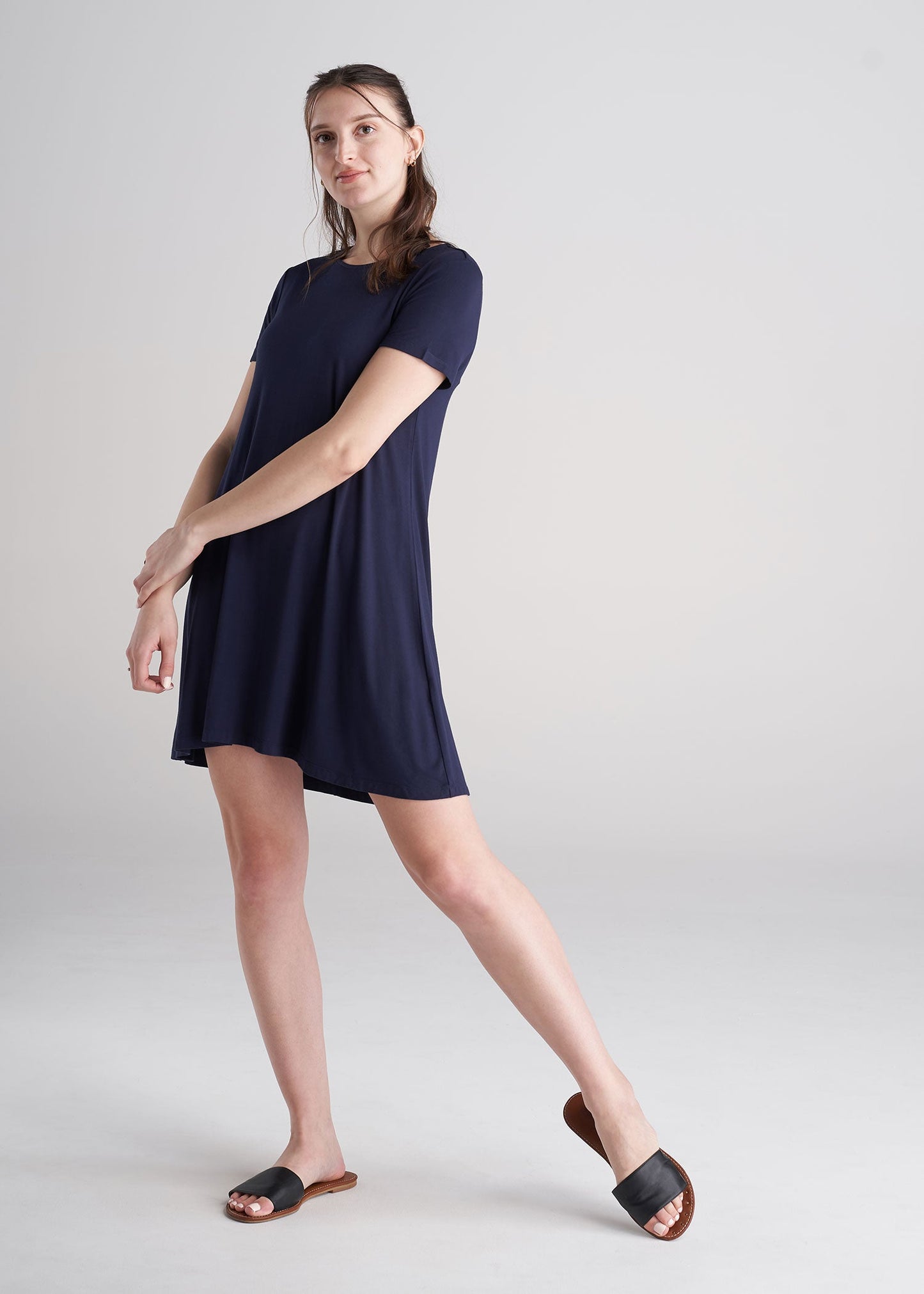 American_Tall_Womens_Swing_Dress_Navy_Fullbody