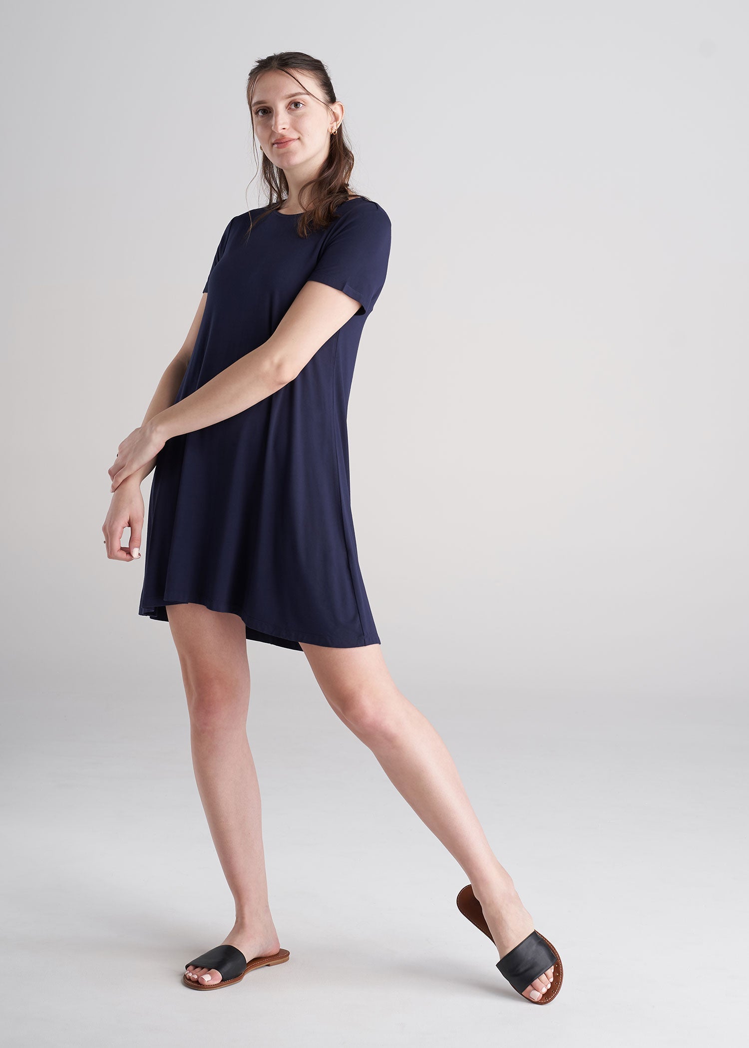 American_Tall_Womens_Swing_Dress_Navy_Fullbody