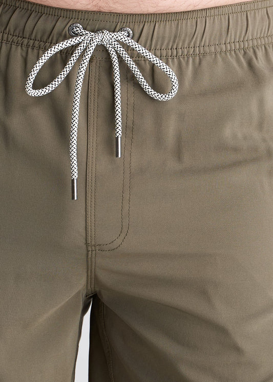 American_tall_mens_Swim_trunks_olive-frontdetail