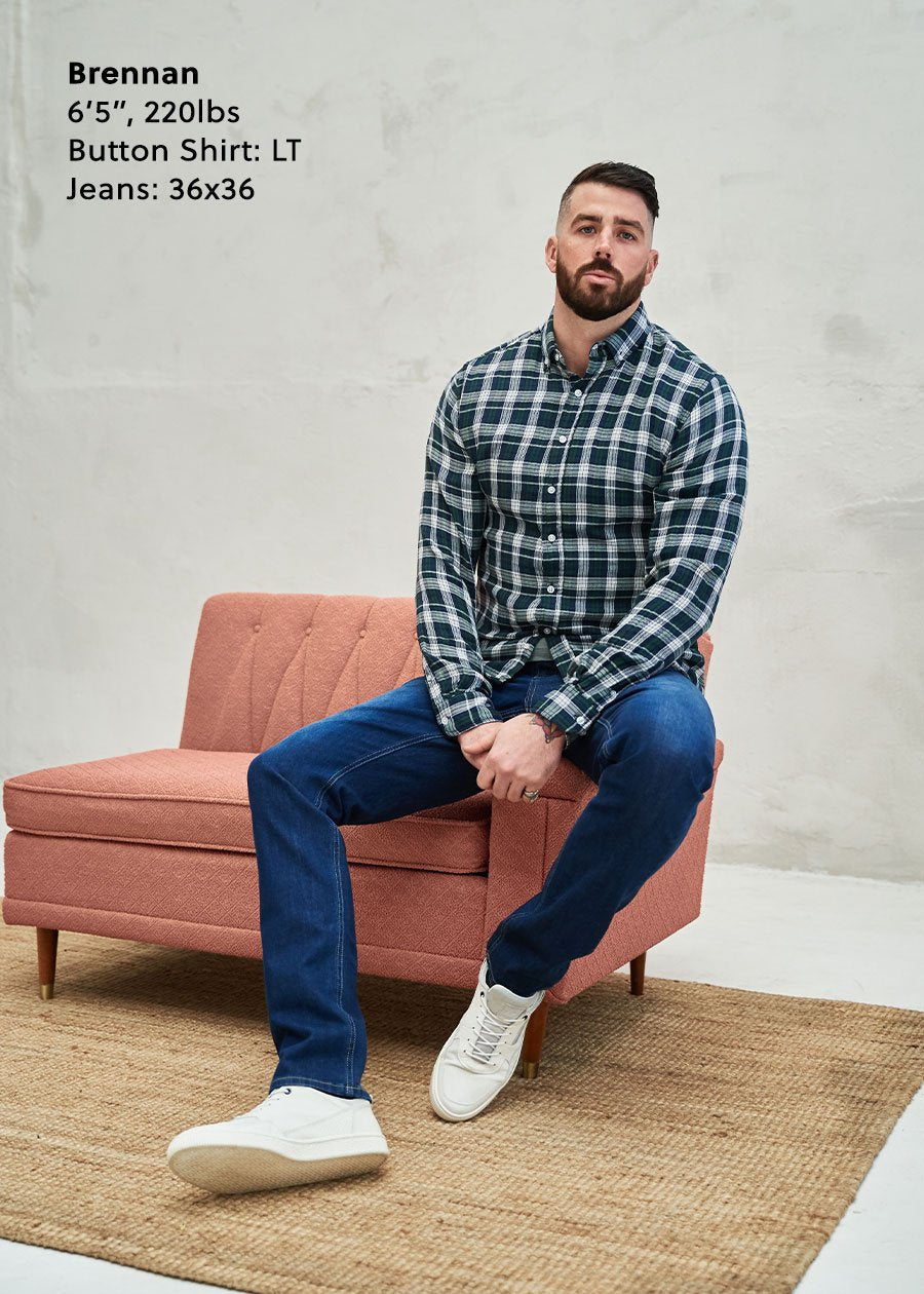 tall-mens-button-up-shirt-forest-green