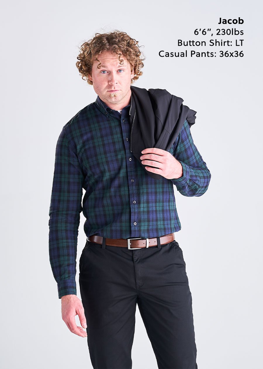 tall-guy-button-shirt-green-blue-black