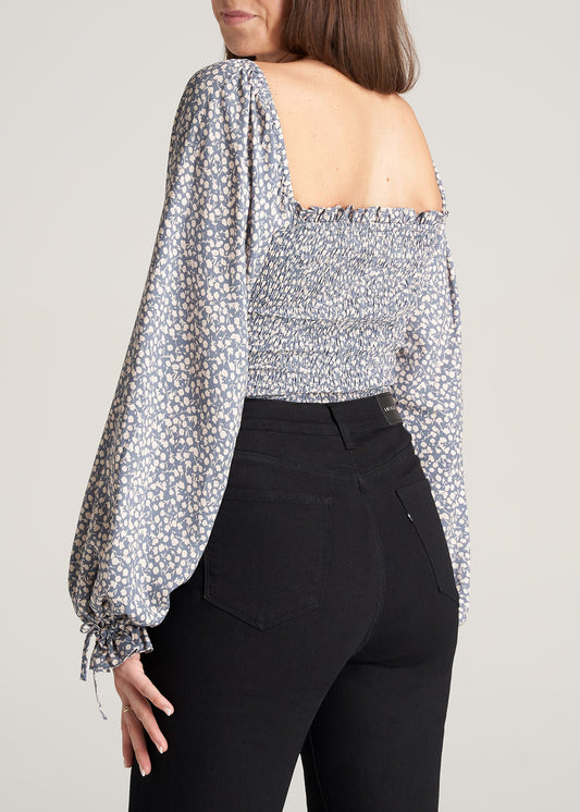Womens-BalloonSleeveBlouse-BlueCream-back