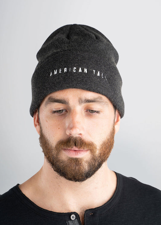 american-tall-mens-beanie-charcoal-front