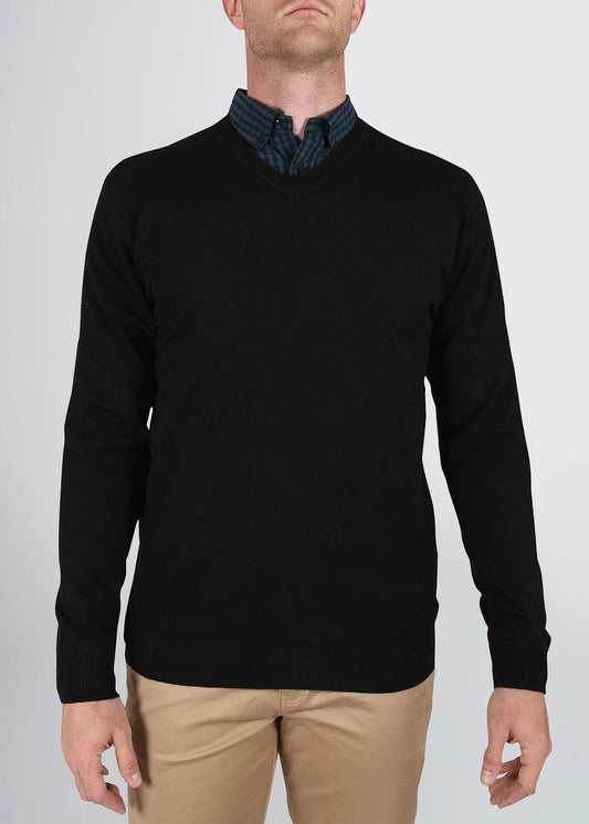 american-tall-mens-fitted-vneck-black-front