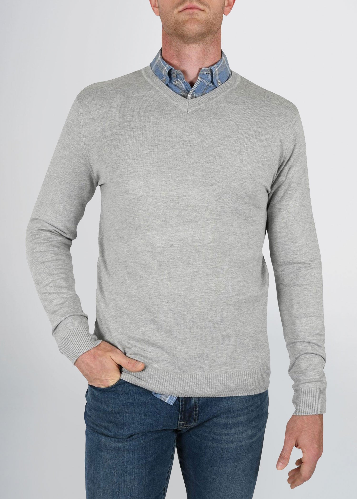 american-tall-mens-fitted-vneck-greymix-front