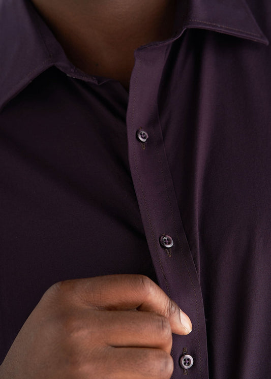 Oskar Tall Button-Up Shirt in Aubergine
