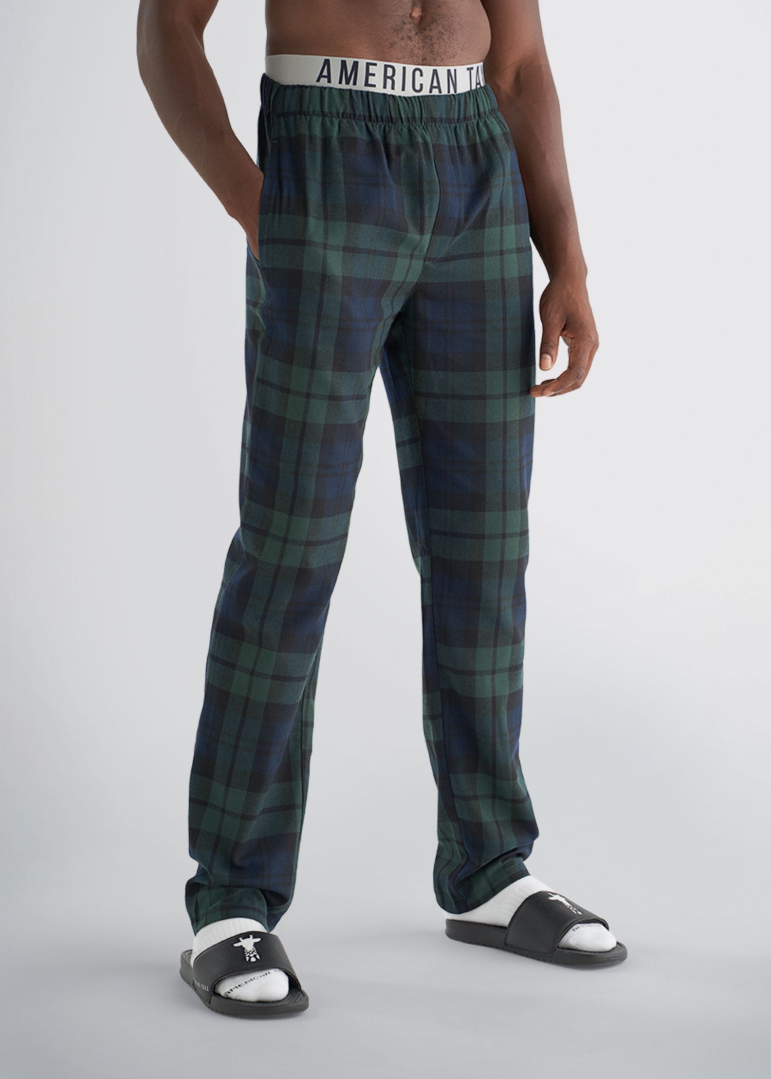 american-tall-mens-pajamas-blackgreen-front