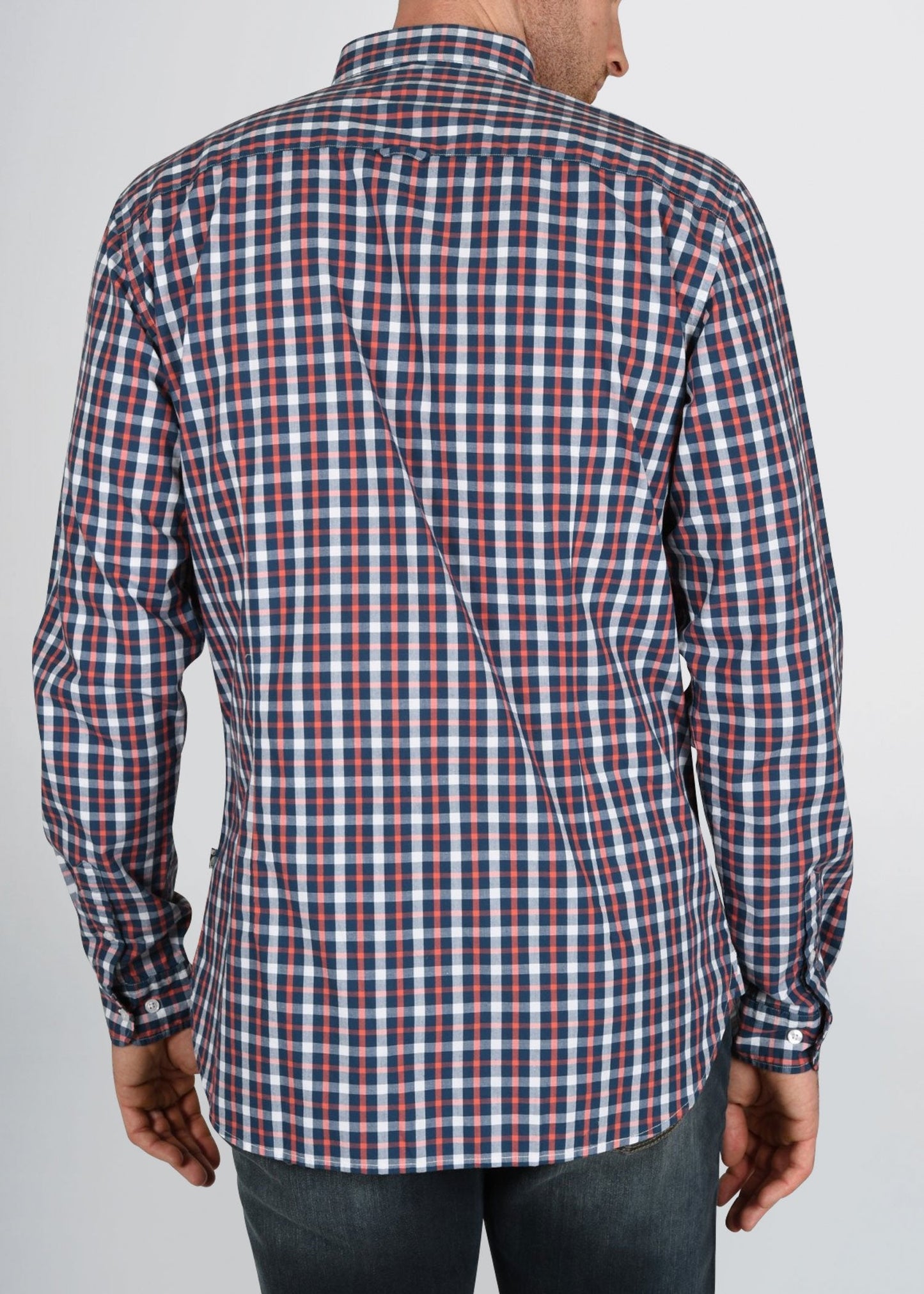 american-tall-mens-soft-wash-navy-coral-plaid-back