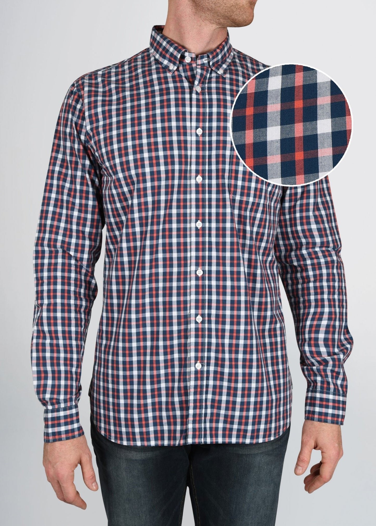 american-tall-mens-soft-wash-navy-coral-plaid-frontswatch