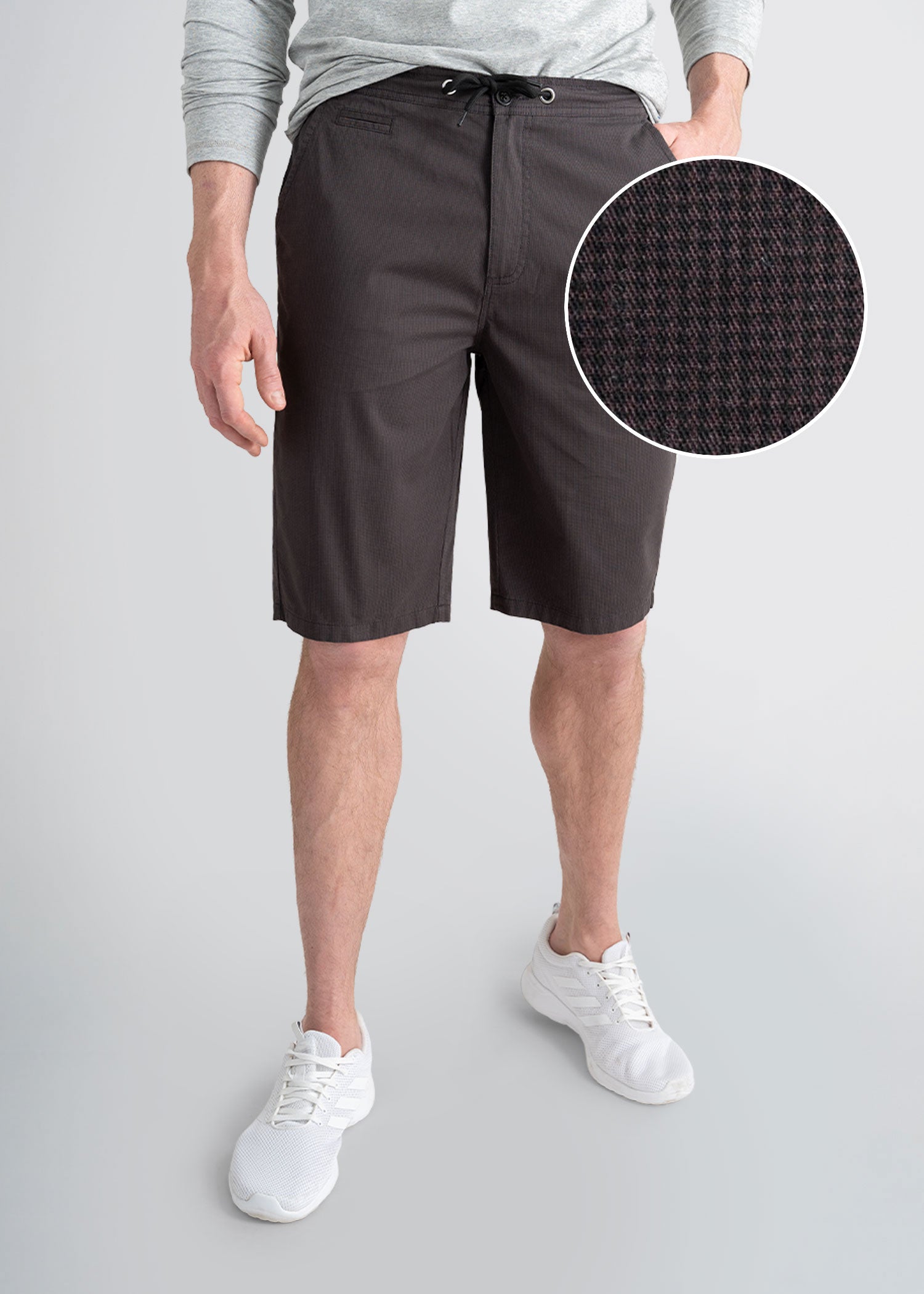 american-tall-mens-tattersall-shorts-charcoal-frontswatch