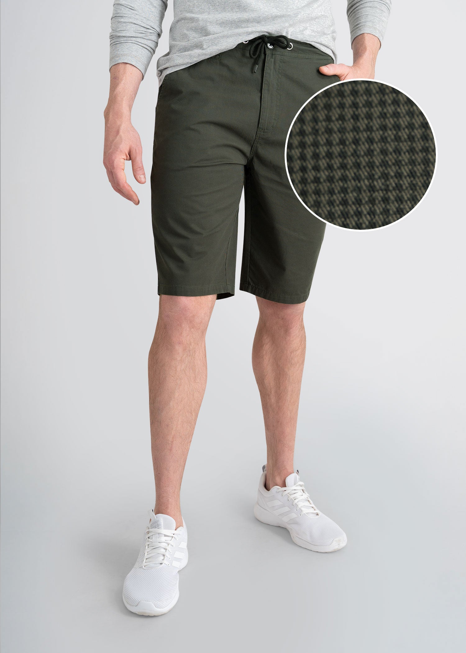 american-tall-mens-tattersall-shorts-khaki-frontswatch
