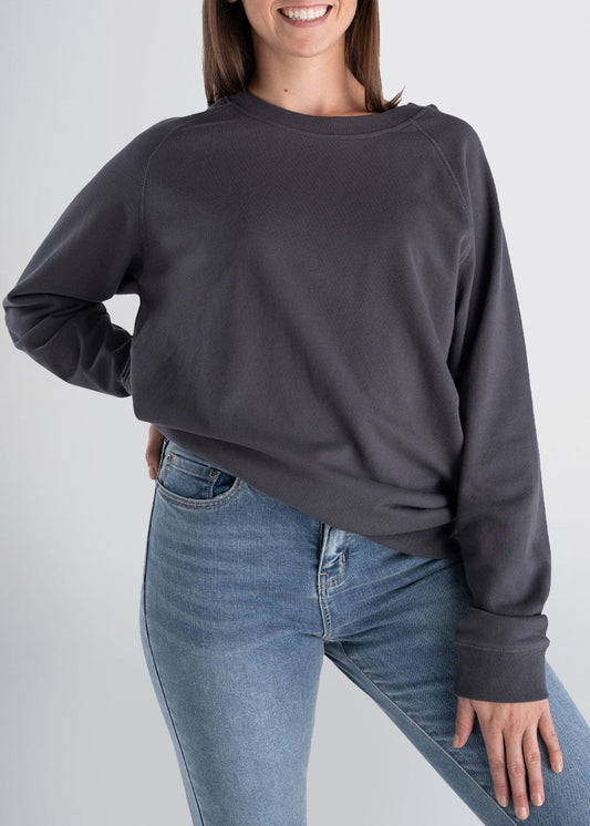 american-tall-womens-french-terry-crew-charcoal-front